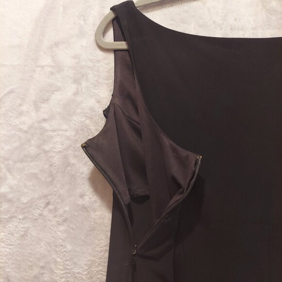 Dressbarn Womens 12 MidiDress Black V Neck Fit Flare Career Stretchy  Date Party - Picture 7 of 9